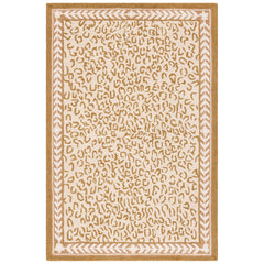 Wool Area Rug in Ivory and Beige with Animal Print