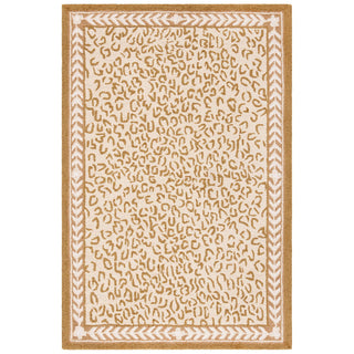 Wool Area Rug in Ivory and Beige with Animal Print