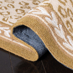 Wool Area Rug in Ivory and Beige with Animal Print