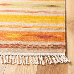 Wool Area Rug, Rectangle 9' x 12' in Red, Orange and Green