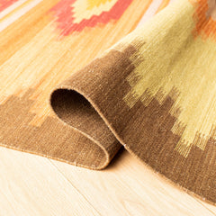 Wool Area Rug, Rectangle 9' x 12' in Red, Orange and Green