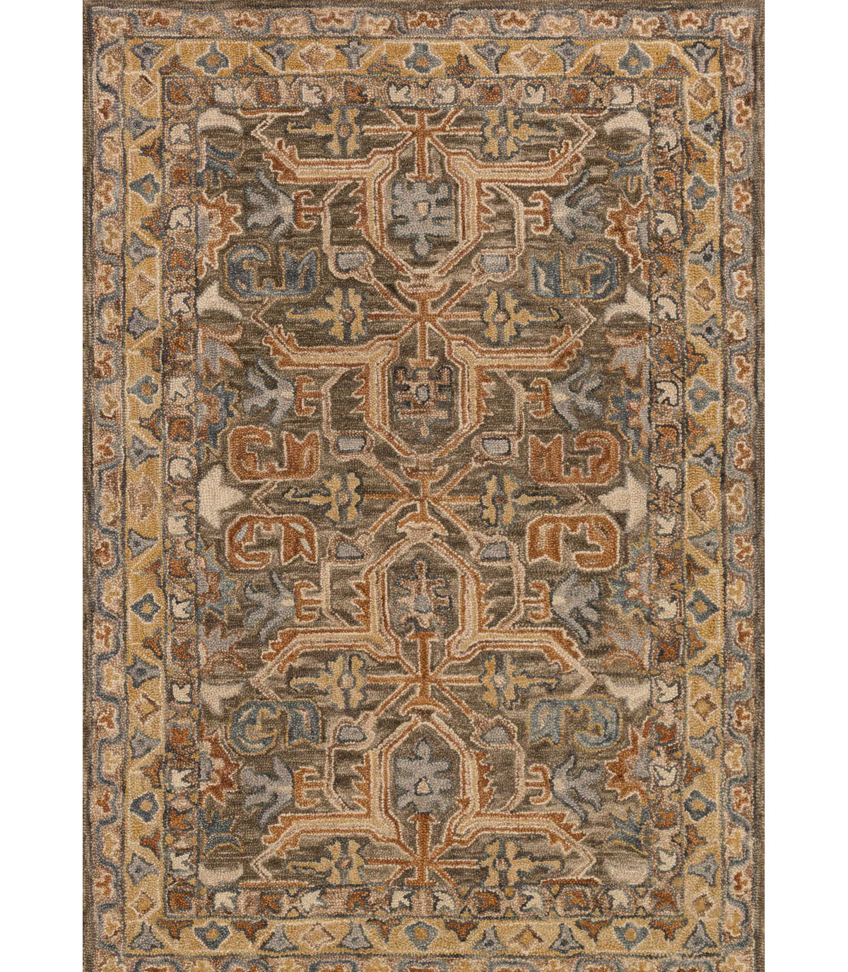 Wool Oriental Area Rug, 7'9" x 9'9" in Brown, Blue and Orange