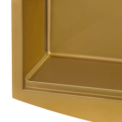 Workstation Kitchen Sink, 33 Inch, Apron-Front, Single Bowl, Matte Gold Brass Tone
