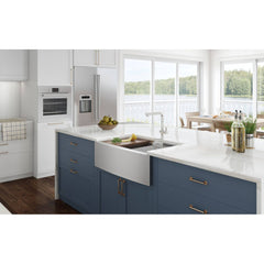 Workstation Kitchen Sink, Apron-Front, Double Bowl 60/40, 33 Inch, Stainless Steel
