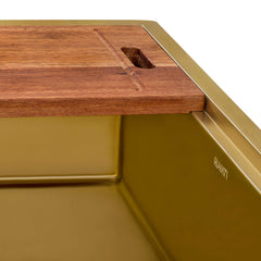 Workstation Kitchen Sink, Apron-Front, Single Bowl, 30 Inch, Matte Gold Brass Tone