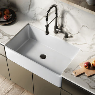 Workstation Kitchen Sink, Elegance, Single Basin Fireclay in Glossy White