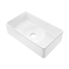 Workstation Kitchen Sink, Elegance, Single Basin Fireclay in Glossy White