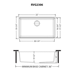 Workstation Kitchen Sink, Undermount, Granite Composite, 32 Inch, Black