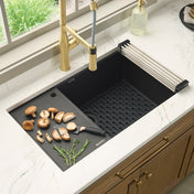 Workstation Kitchen Sink, Undermount, Granite Composite, 32 Inch, Black