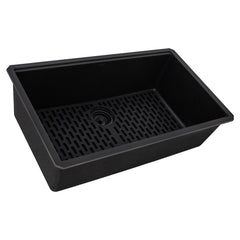 Workstation Kitchen Sink, Undermount, Granite Composite, 32 Inch, Black