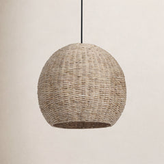 Woven Seagrass Pendant Light, 1 Light, Dome Shade in Beige
