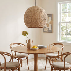 Woven Seagrass Pendant Light, 1 Light, Dome Shade in Beige