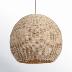 Woven Seagrass Pendant Light, 1 Light, Dome Shade in Beige