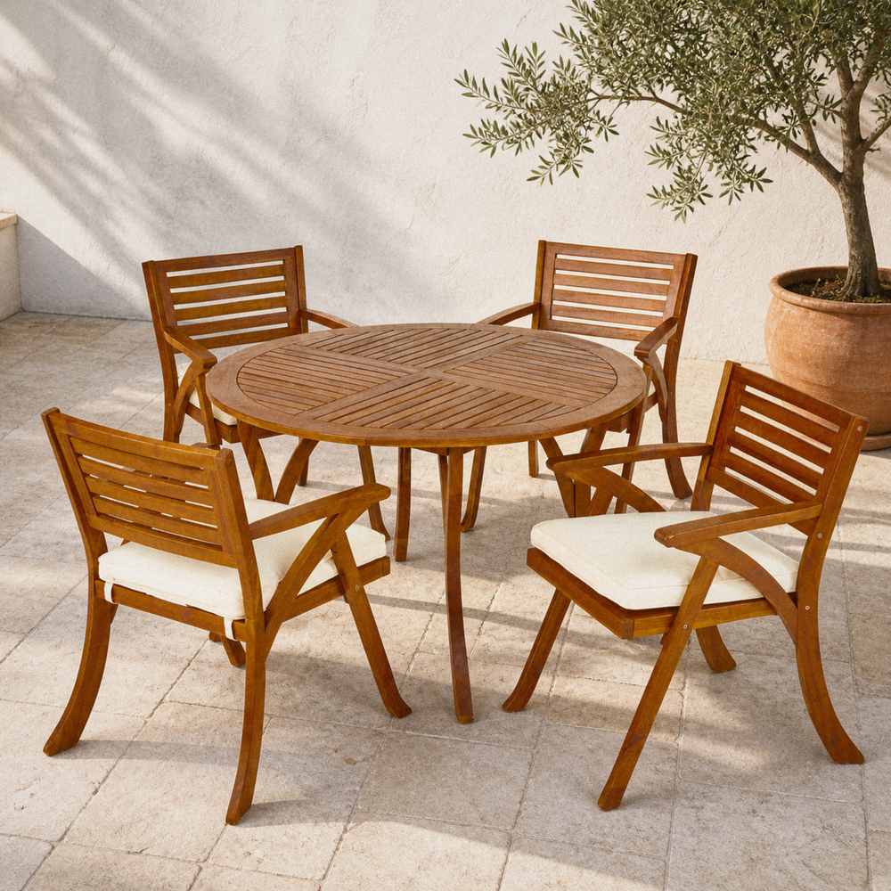 Wulfern Agrelousa Acacia 5-Piece Dining Set