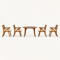 Side | table and four chairs in profile on paper studio ground