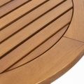 Wood grain | acacia tabletop slats and teak-tone finish, close up