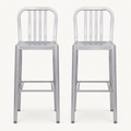 Front | two silver bar stools side by side, front elevation on paper studio ground