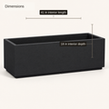 Interior dimensions | 41 inch interior length and 18 inch interior depth of the empty charcoal-black trough planter