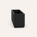 Studio side | empty matte charcoal-black composite trough planter showing its 17 inch end depth and open cavity