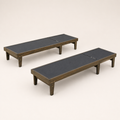 Studio side | low profile of both flat mesh chaise lounges