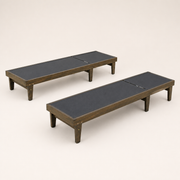 Studio side | low profile of both flat mesh chaise lounges