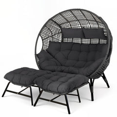 Angle | Three-quarter view of the Wulfern Antikeria Double Egg Chair Set