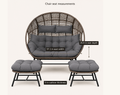 Seat measurements | Chair view with 57.1-inch seat width, 25.6-inch seat depth, and 5-inch cushion callouts