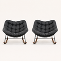 Front | front studio view of the matching pair of dark gray cushioned rocking chairs
