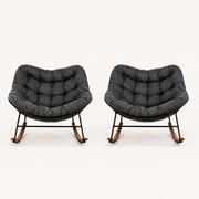 Front | front studio view of the matching pair of dark gray cushioned rocking chairs