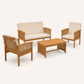 Side | studio side view showing the chair and loveseat slat profiles with the matching coffee table