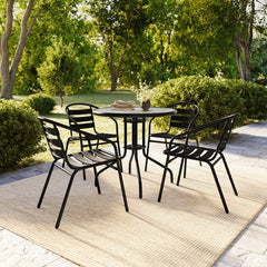 Room | The Wulfern Anydros Stacking Patio Chairs Set of 4 in a styled room