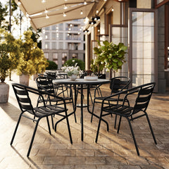 Room | The Wulfern Anydros Stacking Patio Chairs Set of 4 in a styled room