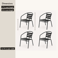 Dimensions | dimension card for the four-chair set showing seat and arm measurements per chair