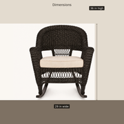 Dimensions | rocking chair showing 29-inch width and 36-inch height