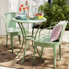 Room | The Wulfern Aspronisi Iron 3 Piece Bistro Set in a styled room
