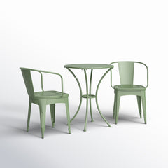 Angle | Three-quarter view of the Wulfern Aspronisi Iron 3 Piece Bistro Set