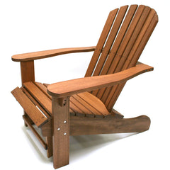 Angle | Three-quarter view of the Wulfern Christiana Eucalyptus Adirondack Chair & Ottoman