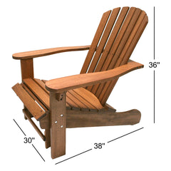 Angle | Three-quarter view of the Wulfern Christiana Eucalyptus Adirondack Chair & Ottoman
