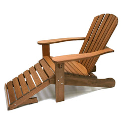 Side | Side view of the Wulfern Christiana Eucalyptus Adirondack Chair & Ottoman