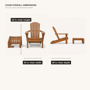 Chair dimensions | front and side studio views label the chair width, height, and depth