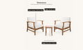Dimensions | Drawn detail measurements for the cushion thickness and side table