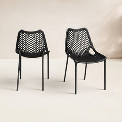 Angle | Three-quarter view of the Wulfern Despotiko Perforated Dining Chairs