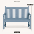 Dimensions | front view of blue garden bench with 48.2 inch width and 36.81 inch height