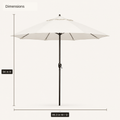 Dimensions | open umbrella with 94 in H and 86.3 in W / D callout labels