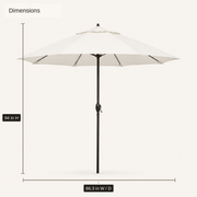 Dimensions | open umbrella with 94 in H and 86.3 in W / D callout labels