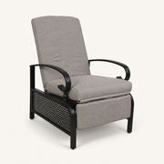 Angle | three-quarter studio view showing the mesh side panel and closed footrest