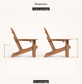Dimensions | each Teak folding Adirondack chair has a 14.8-inch seat height and 22-inch arm height