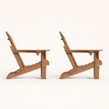 Side | two matching Teak folding Adirondack chairs on a clean studio ground, showing their folding side profiles
