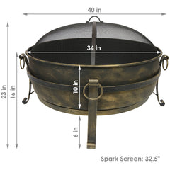 Front | Straight-on view of the Wulfern Falconera Round Cauldron Fire Pit