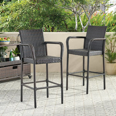 Room | The Wulfern Filizi Woven Wicker Bar Stools, Set of 2 in a styled room